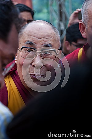 The 14th Dalai Lama in the midst of a crowd Editorial Stock Photo